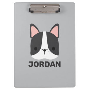 Cute French Bulldog with Personalized Name Clipboard