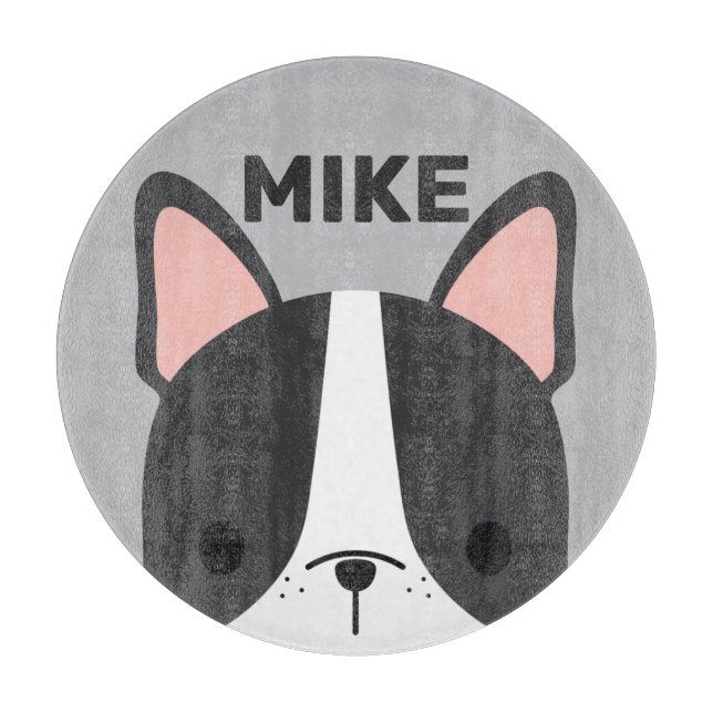 Cute French Bulldog with Personalized Name Cutting Board (Front)