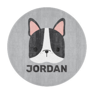 Cute French Bulldog with Personalized Name Cutting Board