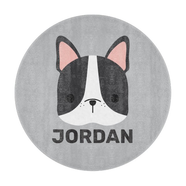 Cute French Bulldog with Personalized Name Cutting Board (Front)