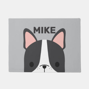 Cute French Bulldog with Personalized Name Doormat