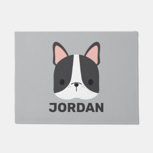 Cute French Bulldog with Personalized Name Doormat