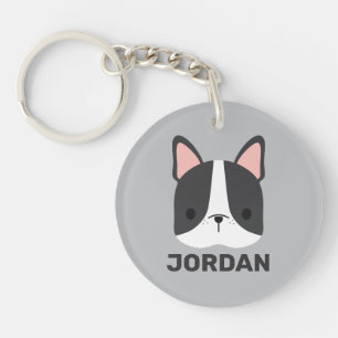 Cute French Bulldog with Personalized Name Keychain