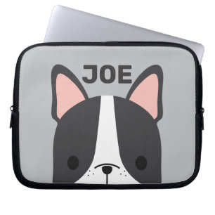 Cute French Bulldog with Personalized Name Laptop Sleeve