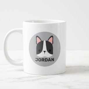 Cute French Bulldog with Personalized Name Large Coffee Mug