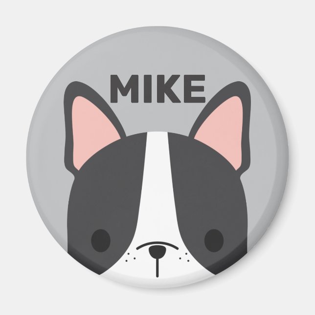 Cute French Bulldog with Personalized Name Magnet (Front)