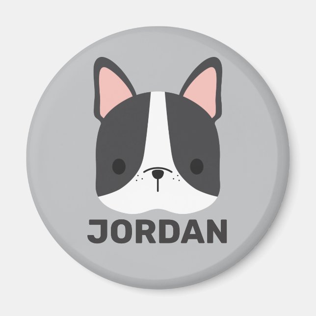 Cute French Bulldog with Personalized Name Magnet (Front)