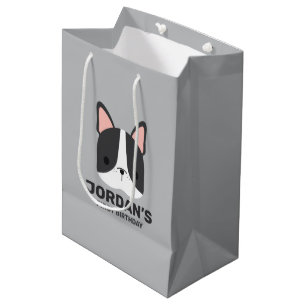 Cute French Bulldog with Personalized Name Medium Gift Bag
