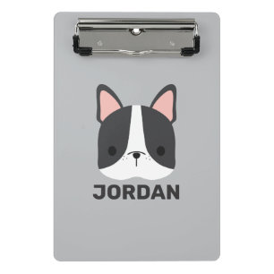 Cute French Bulldog with Personalized Name Mini Clipboard