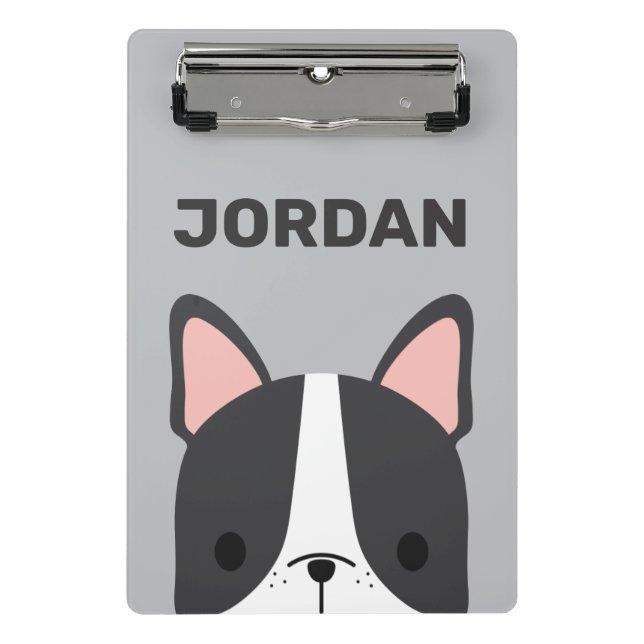 Cute French Bulldog with Personalized Name Mini Clipboard (Front)