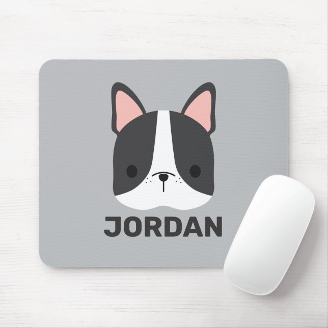 Cute French Bulldog with Personalized Name Mouse Pad (With Mouse)