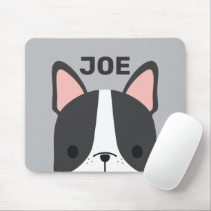 Cute French Bulldog with Personalized Name Mouse Pad