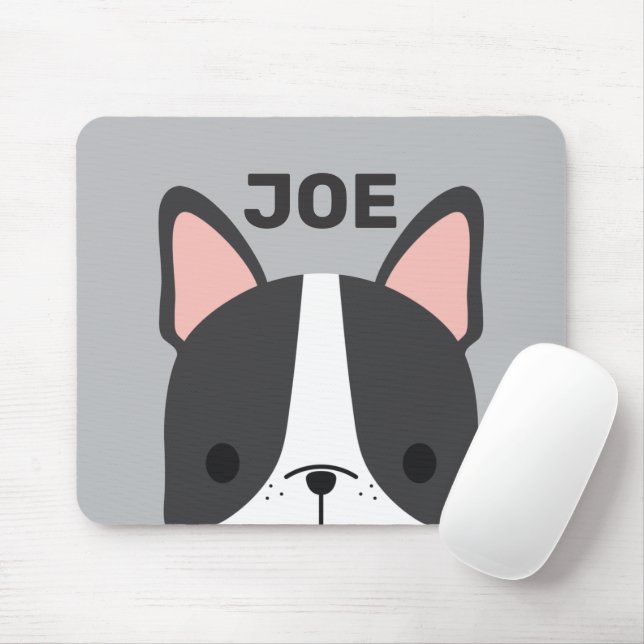 Cute French Bulldog with Personalized Name Mouse Pad (With Mouse)