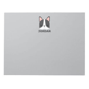 Cute French Bulldog with Personalized Name Notepad
