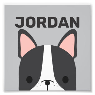 Cute French Bulldog with Personalized Name Photo Print