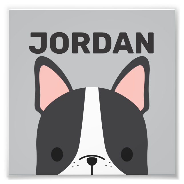Cute French Bulldog with Personalized Name Photo Print (Front)