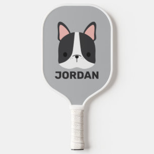 Cute French Bulldog with Personalized Name Pickleball Paddle