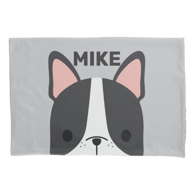 Cute French Bulldog with Personalized Name Pillowcase (Front)