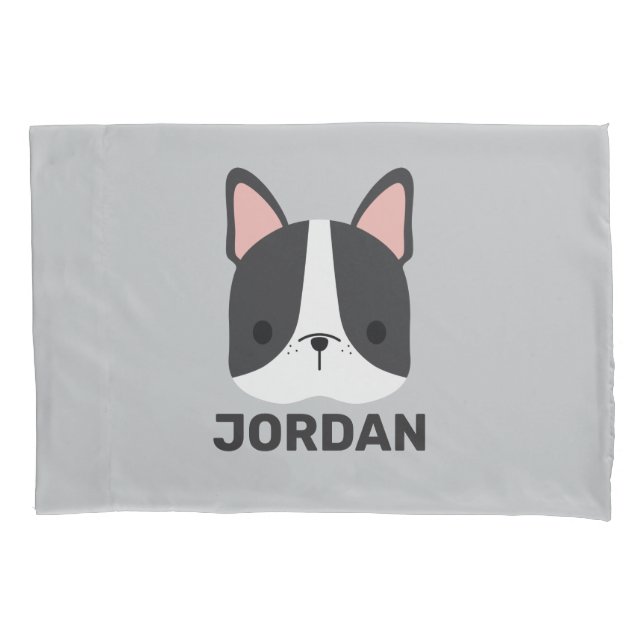 Cute French Bulldog with Personalized Name Pillowcase (Front)