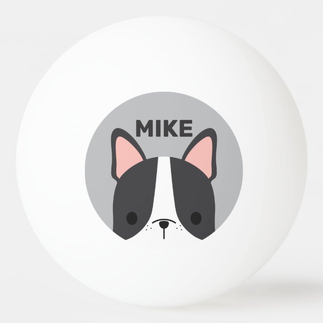 Cute French Bulldog with Personalized Name Ping Pong Ball (Front)