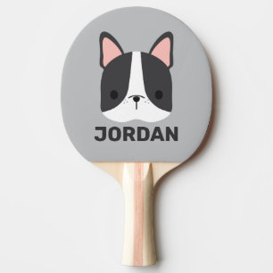 Cute French Bulldog with Personalized Name Ping Pong Paddle