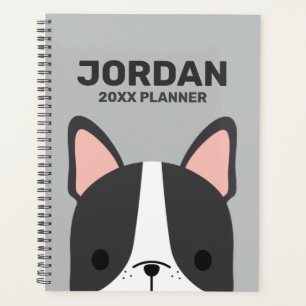 Cute French Bulldog with Personalized Name Planner