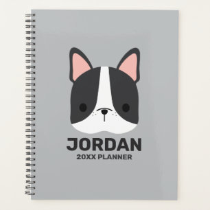 Cute French Bulldog with Personalized Name Planner