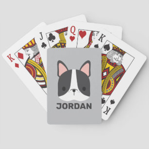 Cute French Bulldog with Personalized Name Playing Cards