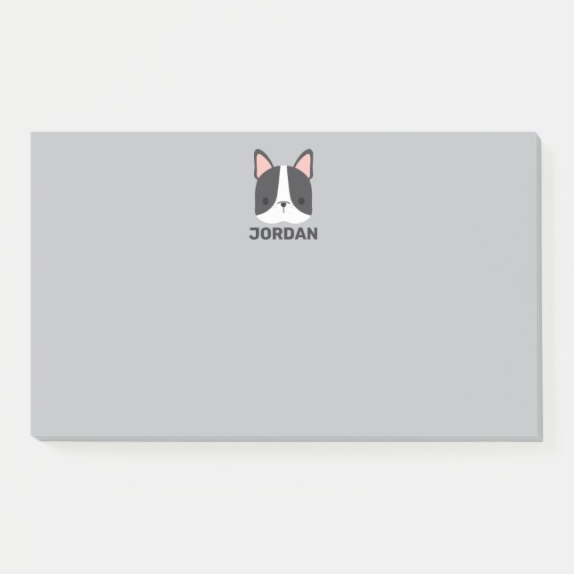Cute French Bulldog with Personalized Name Post-it Notes (Front)
