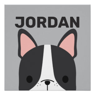 Cute French Bulldog with Personalized Name Poster