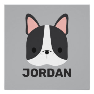 Cute French Bulldog with Personalized Name Poster