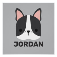 Cute French Bulldog with Personalized Name Poster