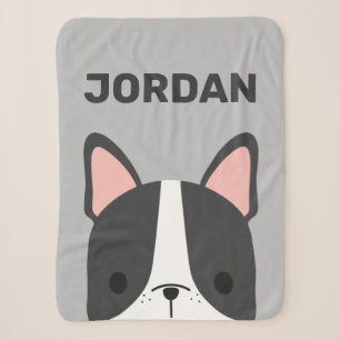 Cute French Bulldog with Personalized Name Sherpa Blanket