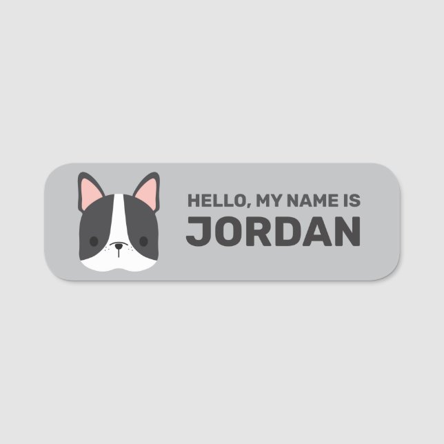 Cute French Bulldog with Personalized Name Tag (Front)