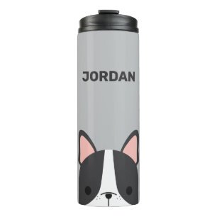 Cute French Bulldog with Personalized Name Thermal Tumbler