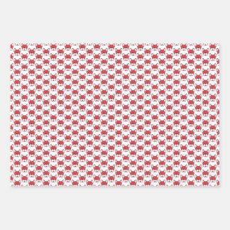 Cute French Bulldogs Animated Pets Red White Black Wrapping Paper Sheet