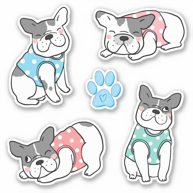 Cute French Bulldogs Sticker (Front)