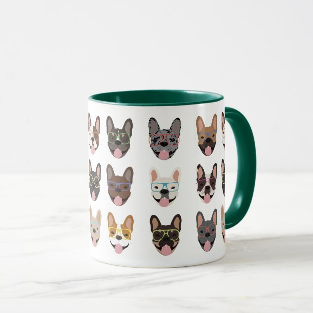 Cute French Bulldogs Wearing Glasses Mug (Front Right)
