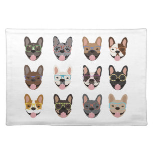 Cute French Bulldogs Wearing Glasses Placemat