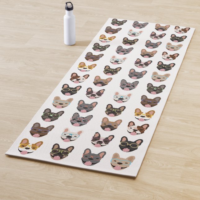 Cute French Bulldogs Wearing Glasses Yoga Mat (In Situ)
