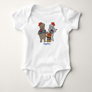Cute French Cartoon Animals Personalized Baby Bodysuit