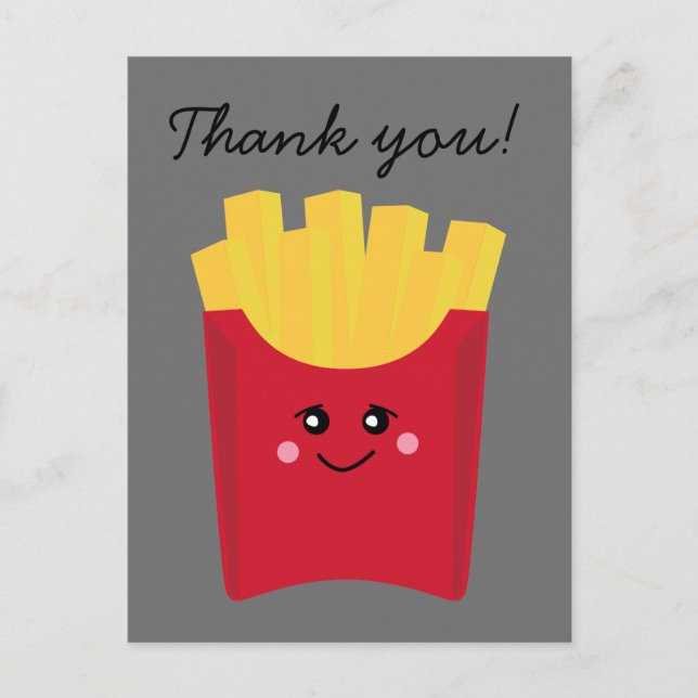 cute french fry with grey background postcard (Front)