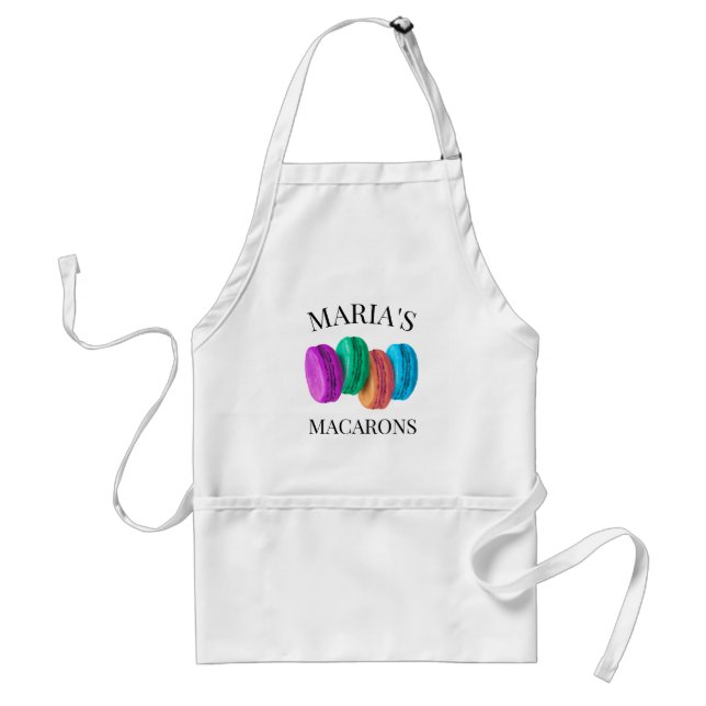 Cute French macaron cookie pastry chef kitchen Standard Apron (Front)