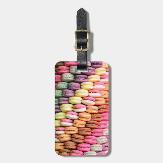 Cute French Macaron Cookies Luggage Tag (Front Vertical)