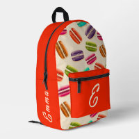 Cute French Macaron Pattern Custom Monogram Name 