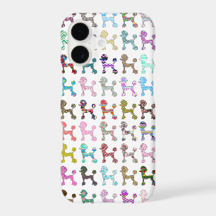 Cute French Poodle Girly Whimsical Chevron Pattern