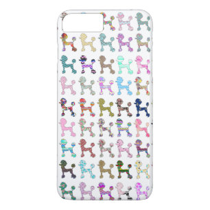Cute French Poodle Girly Whimsical Chevron Pattern Case-Mate iPhone Case