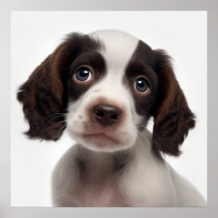 Cute French Spaniel Puppy Dog Portrait Poster