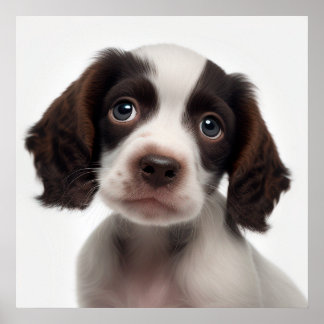 Cute French Spaniel Puppy Dog Portrait Poster