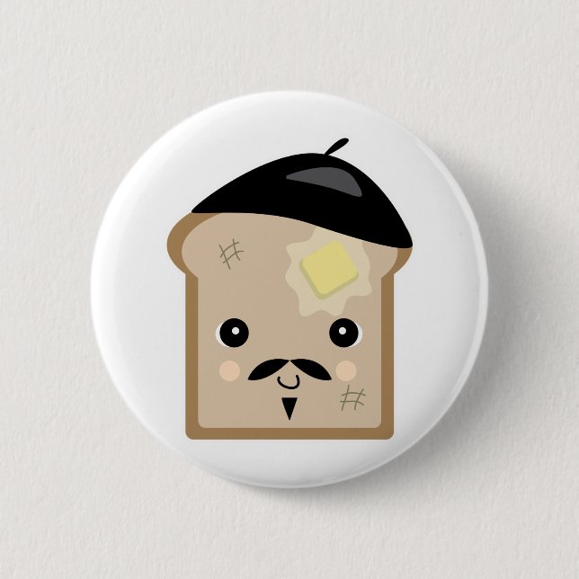 cute french toast 2 inch round button (Front)